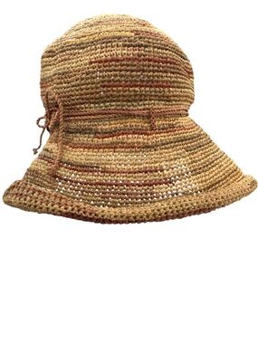 Helen Kaminski 100% Raffia Crochet Bucket Sun Hat Handmade in Madagascar